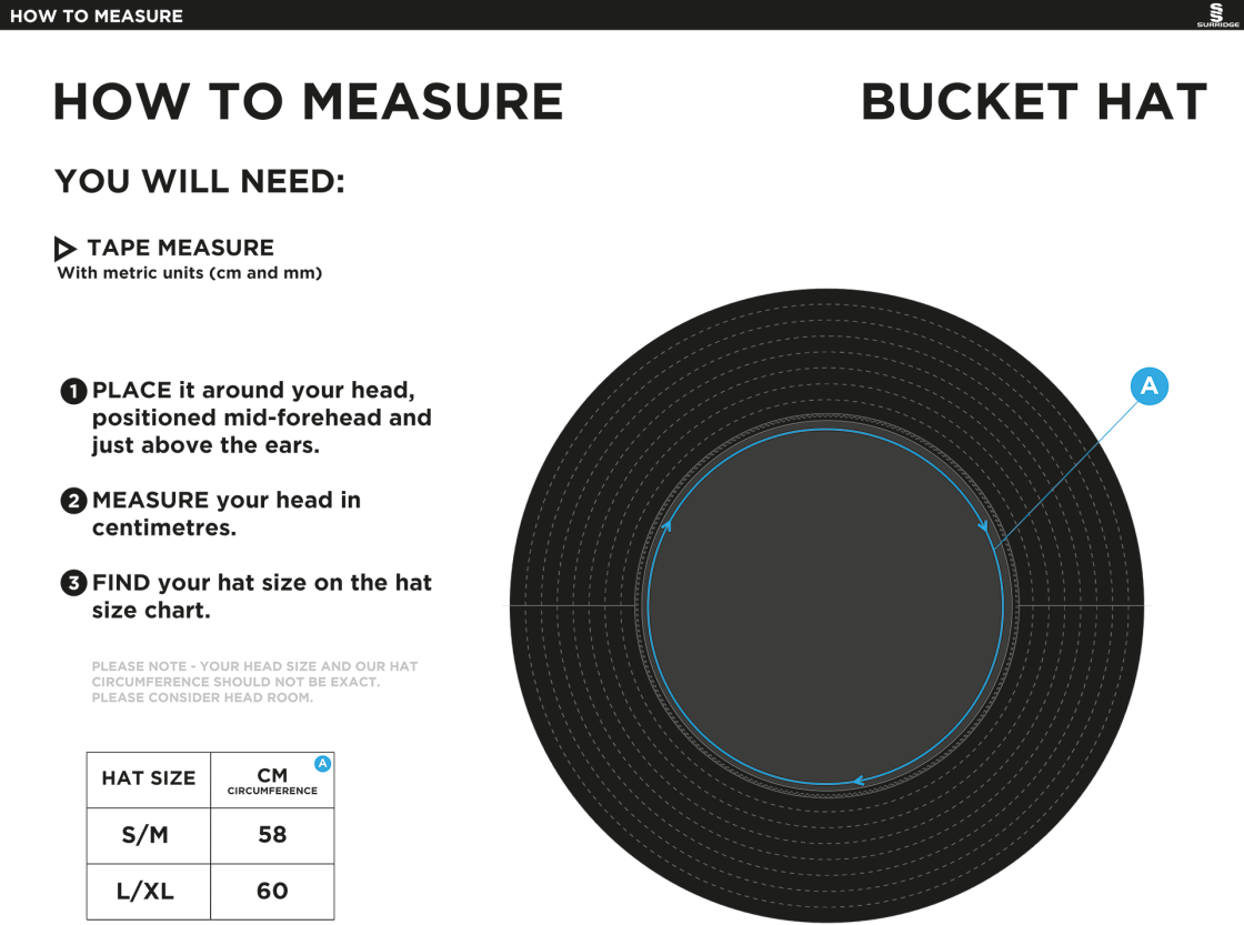 PENWORTHAM CC Dual Bucket Hat - Royal - Size Guide